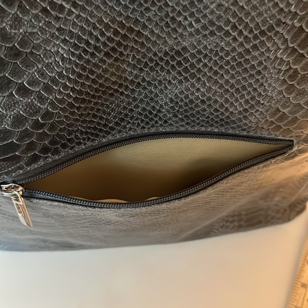 NWT Anna Morellini Rosallia Gray Leather Shopper Purse - Picture 9 of 16